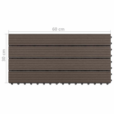 vidaXL Πλάκα Κατασκευής 6 τμχ. Σκούρο Καφέ 60 x 30 cm WPC