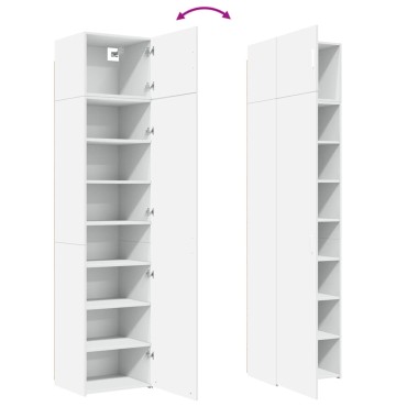 vidaXL Ντουλάπι Αποθήκευσης Στενό Λευκό 50x42,5x225cm Επεξεργ. Ξύλο 1 τεμ.