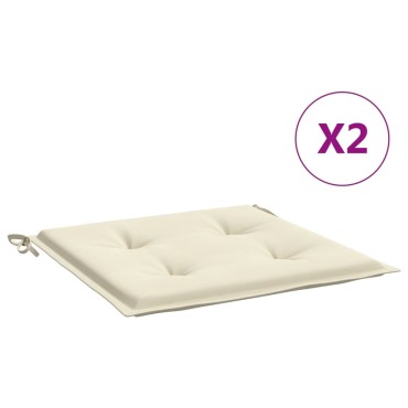 vidaXL Μαξιλάρια Καρέκλας Κήπου 2 τεμ. Κρεμ 50x50x3cm Oxford Ύφασμα