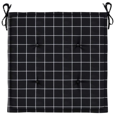 vidaXL Μαξιλάρια Καρέκλας 2 τεμ. Μαύρο Καρό 40x40x3cm Υφασμάτινα
