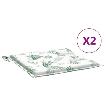 vidaXL Μαξιλάρια Καρέκλας 2 τεμ. Σχέδιο Φύλλων 40x40x4cm Υφασμάτινα