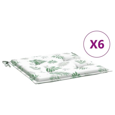 vidaXL Μαξιλάρια Καρέκλας 6 τεμ. Σχέδιο Φύλλων 40x40x4cm Υφασμάτινα