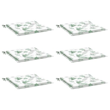 vidaXL Μαξιλάρια Καρέκλας 6 τεμ. Σχέδιο Φύλλων 40x40x3cm Υφασμάτινα