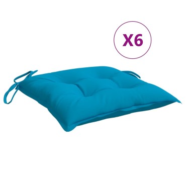 vidaXL Μαξιλάρια Καρέκλας 6 τεμ. Αν. Μπλε 40x40x7cm Υφασμάτινα