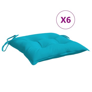 vidaXL Μαξιλάρια Καρέκλας 6 τεμ. Τιρκουάζ 40x40x7cm Υφασμάτινα