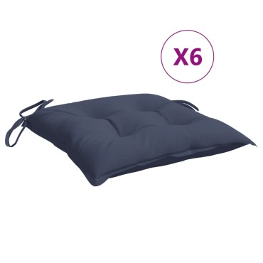 vidaXL Μαξιλάρια Καρέκλας 6 τεμ. Ναυτικό Μπλε 40x40x7cm Υφασμάτινα