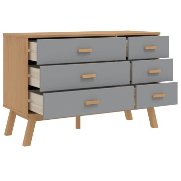 vidaXL Συρταριέρα OLDEN Γκρι και Καφέ από Μασίφ Ξύλο Πεύκου 111x42x73,5cm 1 τεμ.