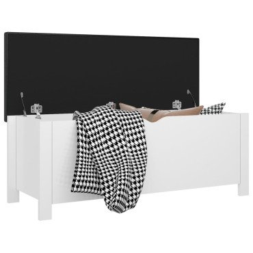 vidaXL Κουτί Αποθήκευσης Γυαλ. Λευκό 105x40x45cm Μοριοσαν. & Μαξιλάρι 1 τεμ.
