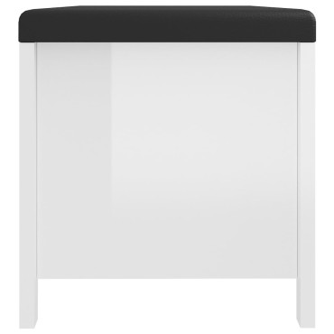 vidaXL Κουτί Αποθήκευσης Γυαλ. Λευκό 105x40x45cm Μοριοσαν. & Μαξιλάρι 1 τεμ.