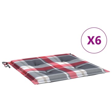 vidaXL Μαξιλάρια Καρέκλας 6τεμ Κόκκινο Καρό 40x40x4cm Ύφασμα Oxford
