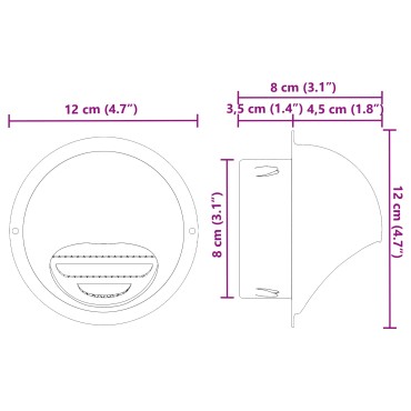 vidaXL Καπάκια Αερισμού 2 τεμ. Ασημί 80 mm Ανοξείδωτο Ατσάλι