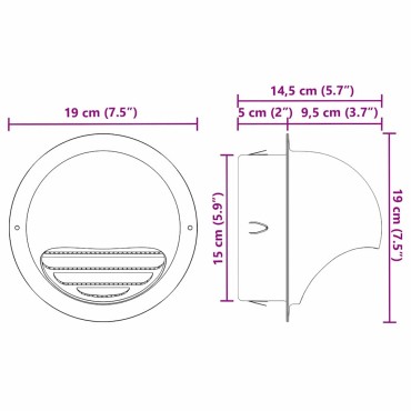 vidaXL Καπάκια Αερισμού 2 τεμ. Ασημί 150 mm Ανοξείδωτο Ατσάλι