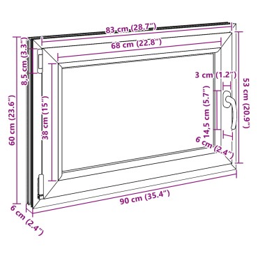 vidaXL Παράθυρο Κάτω Στρώματος RISOR 90 x 60 cm PVC και Γυαλί