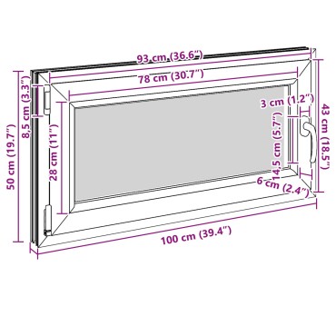 vidaXL Παράθυρο Κάτω Στρώματος RISOR 100 x 50 cm PVC και Γυαλί