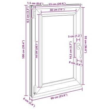 vidaXL Παράθυρο Κάτω Στρώματος RISOR 60 x 100 cm PVC και Γυαλί Λευκό