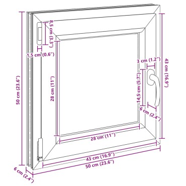 vidaXL Παράθυρο Κάτω Στρώματος RISOR 50 x 50 cm PVC και Γυαλί Ανθρακί