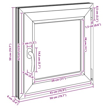 vidaXL Παράθυρο Κάτω Στρώματος RISOR 50 x 50 cm PVC και Γυαλί Ανθρακί