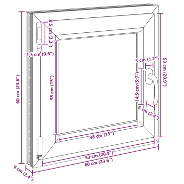 vidaXL Παράθυρο Κάτω Στρώματος RISOR 60 x 60 cm PVC και Γυαλί