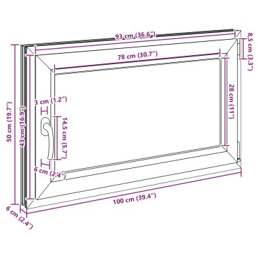 vidaXL Παράθυρο Κάτω Στρώματος RISOR 100 x 50 cm PVC και Γυαλί Ανθρακί