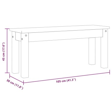 vidaXL Πάγκος Τραπεζαρίας PANAMA 105x30x45cm από Μασίφ Ξύλο Πεύκου 1 τεμ.