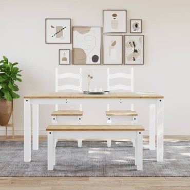 vidaXL Πάγκος Τραπεζαρίας PANAMA Λευκό 105x30x45cm Μασίφ Ξύλο Πεύκου 1 τεμ.