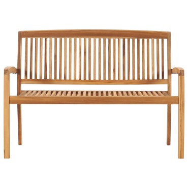 vidaXL Παγκάκι Κήπου Στοιβαζόμενο Μασίφ Ξύλο Teak & Μαξιλάρι 128,5x57,5x90cm 1 τεμ.