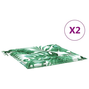 vidaXL Μαξιλάρια Καρέκλας 2 τεμ. Σχέδιο Φύλλων 40x40x4cm Υφασμάτινα