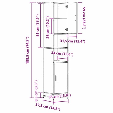 vidaXL Σετ Επίπλων Μπάνιου Artisan Oak 35x37,5x188,5 εκατοστά 35x37,5x188,5cm