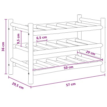 vidaXL Ράφι Κρασιού Φυσικό 57x29,5x36cm Μπαμπού 1 τεμ.