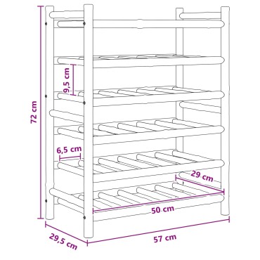 vidaXL Ράφι Κρασιού Φυσικό 57x29,5x72cm Μπαμπού 1 τεμ.