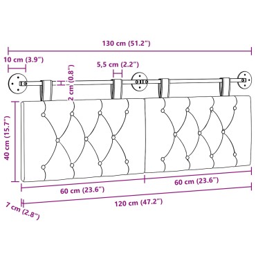 vidaXL Κεφαλάρι κρεβατιού κρεμαστό Taupe Ύφασμα 130x55x7cm 1 τεμ.