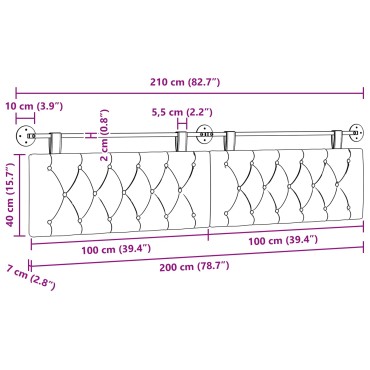 vidaXL Κεφαλάρι κρεβατιού κρεμαστό Taupe Ύφασμα 210x55x7cm 1 τεμ.