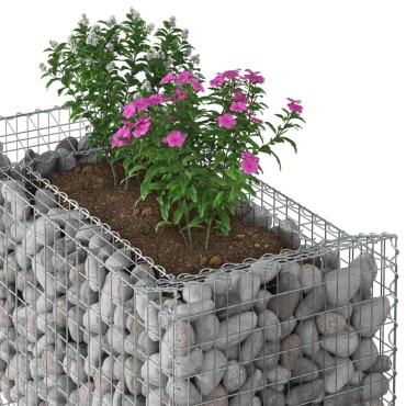 vidaXL Ανασηκωμένο κρεβάτι gabion Ασημί 50x100x100cm