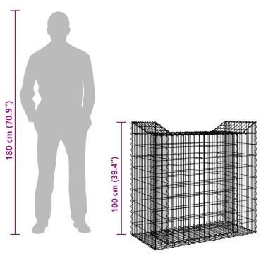 vidaXL Ανασηκωμένο κρεβάτι gabion Ασημί 50x100x100cm