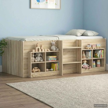 vidaXL Ντουλάπι κρεβατιού με ράφι 2 τεμ. Sonoma Δρυς 66x33x48cm