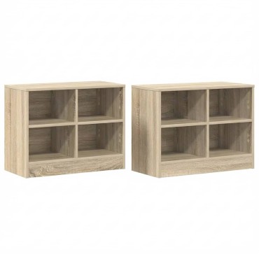 vidaXL Ντουλάπι κρεβατιού με ράφι 2 τεμ. Sonoma Δρυς 66x33x48cm