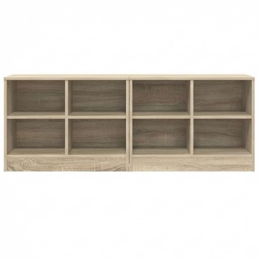 vidaXL Ντουλάπι κρεβατιού με ράφι 2 τεμ. Sonoma Δρυς 66x33x48cm