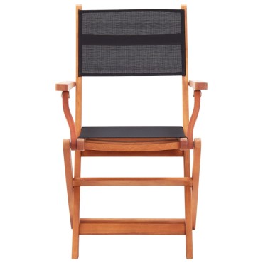 vidaXL Καρέκλες Πτυσσόμενες 4 τεμ. Μαύρες Μασίφ Ξύλο Ευκαλ./Τεξτιλίνη 54x61x89cm