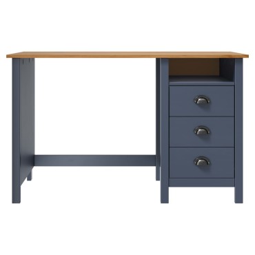 vidaXL Γραφείο Hill με 3 Συρτάρια Γκρι 120x50x74cm Μασίφ Ξύλο Πεύκου 1 τεμ.