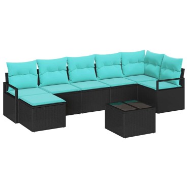 vidaXL Σετ Καναπέ 8 τεμ. Μαύρο συνθετικό ρατάν 55x55x37cm