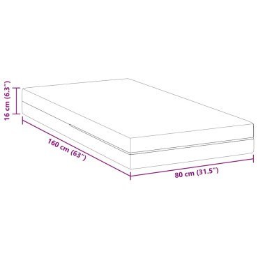 vidaXL Στρώμα Μέτρια σκληρό 80x160cm Λευκό 1 τεμ. - Μονό