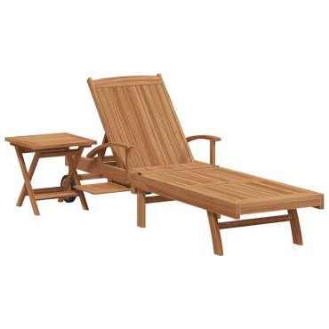 vidaXL Ξαπλώστρα 2 τεμ. Στερεό Ξύλο Τίκ Καφέ 195x59x78,5cm