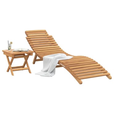 vidaXL Ξαπλώστρα 2 τεμ. Στερεό Ξύλο Τίκ Καφέ 198x55x58,5cm