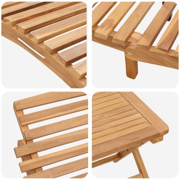 vidaXL Ξαπλώστρα 2 τεμ. Στερεό Ξύλο Τίκ Καφέ 198x55x58,5cm