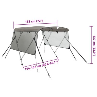 vidaXL Τέντα Σκάφους 3 Αψίδες Τοιχ. Δίχτυ Ανθρακί 183x(154-167)x137εκ