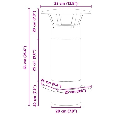 vidaXL Επέκταση Καμινάδας Ασημί 35 x 35 x 65 εκ Ανοξείδωτο ατσάλι