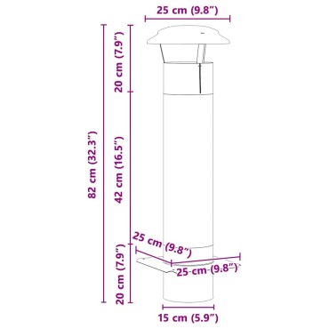 vidaXL Επέκταση Καμινάδας Ασημί 25 x 25 x 82 εκ. Ανοξείδωτο ατσάλι
