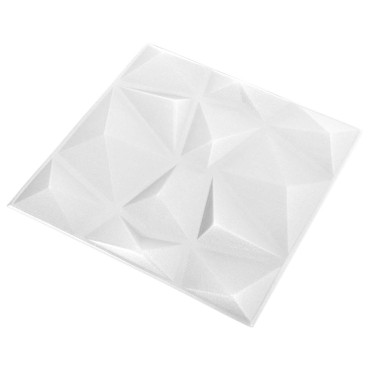 vidaXL Πάνελ τοίχου 12 τμχ. 50 x 50 cm Διαμάντι Άσπρο Φελιζόλ XPS