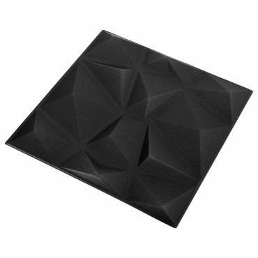 vidaXL Πάνελ τοίχου 24 τμχ. 50 x 50 cm Διαμάντι Μαύρο Φελιζόλ XPS