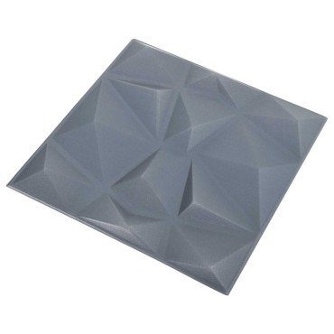 vidaXL Πάνελ τοίχου 24 τμχ. 50 x 50 cm Διαμάντι Γκρι Φελιζόλ XPS